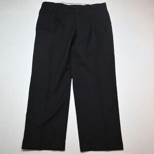 Bespoke 40x30 Black 100% Wool Pleated Cuffed Classic Dress Mens Pants